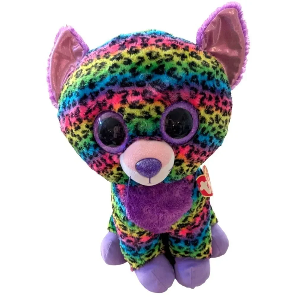 Y2K Justice Beanie Boo Trixie Jumbo Rainbow Leopard Plush Toy 17